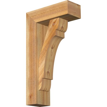 Ekena Millwork Olympic Block Rough Sawn Bracket w/ Offset Brace, Western Red Cedar, 6"W x 16"D x 28"H BKT0604X16X28OLY05RWR